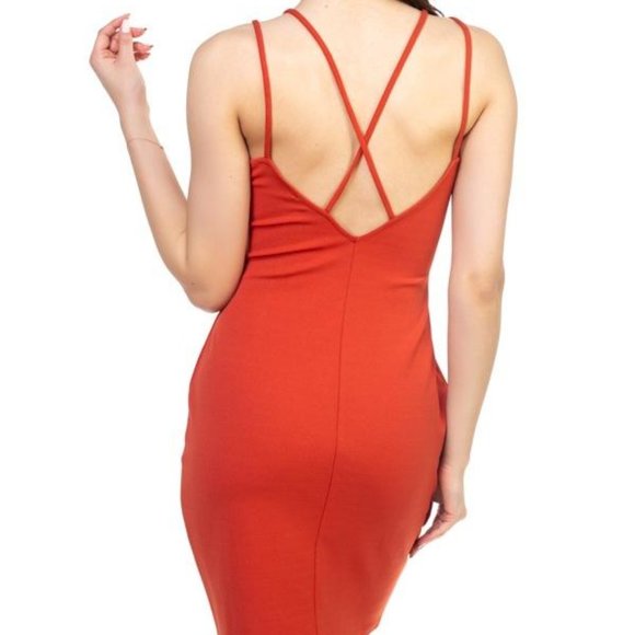 Crisscross Double Spaghetti Mini Dress (Rust Color) - Picture 3 of 3